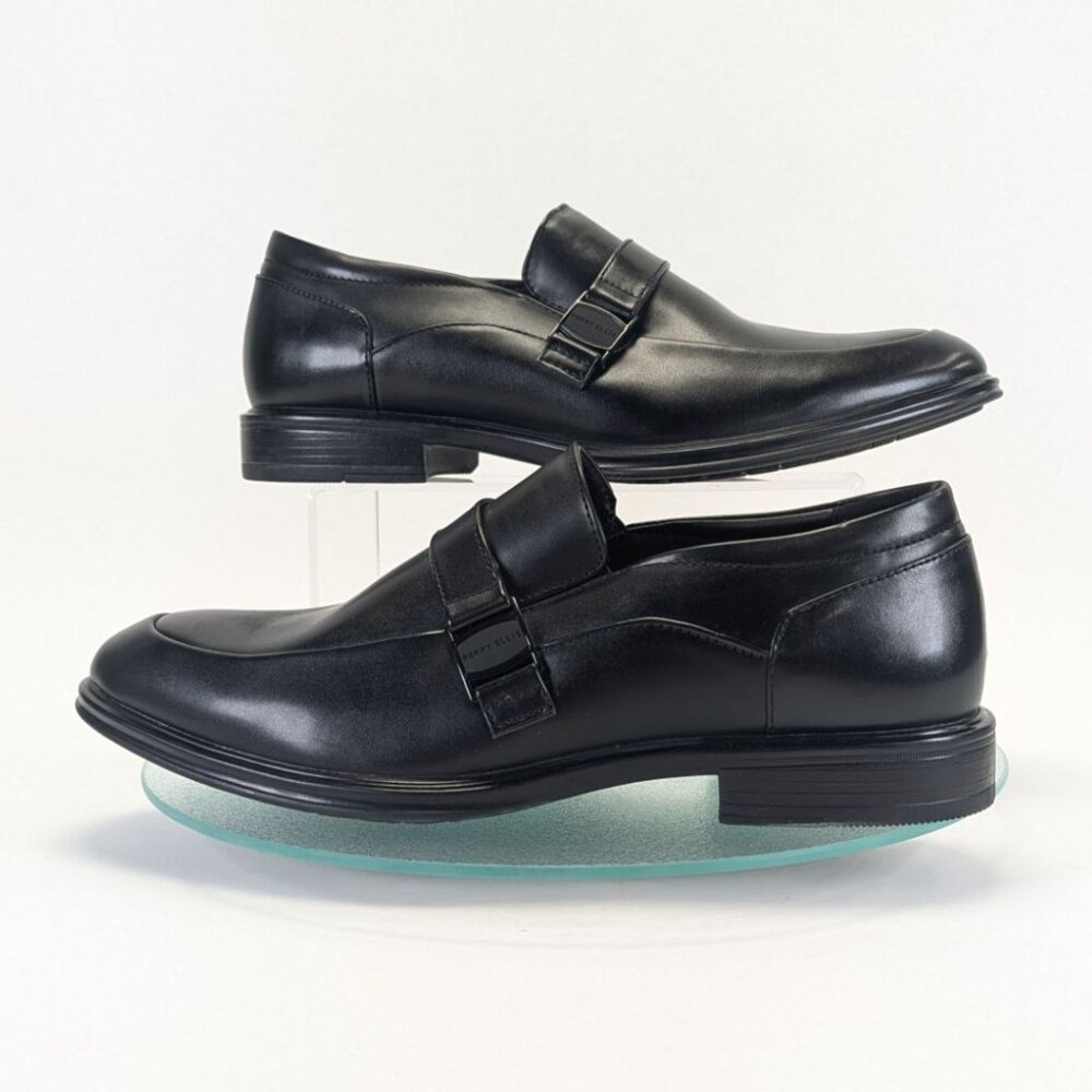 Perry Ellis Mens Black Loafers Buckle Detail Wide Sizes 8.5 9.5 10.5